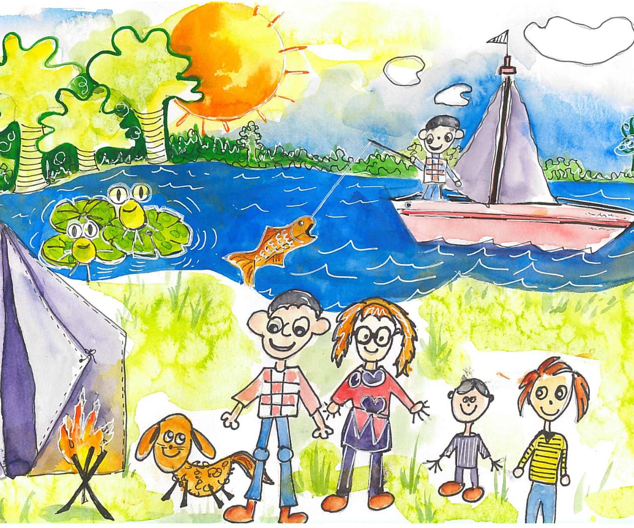 Family and boat
